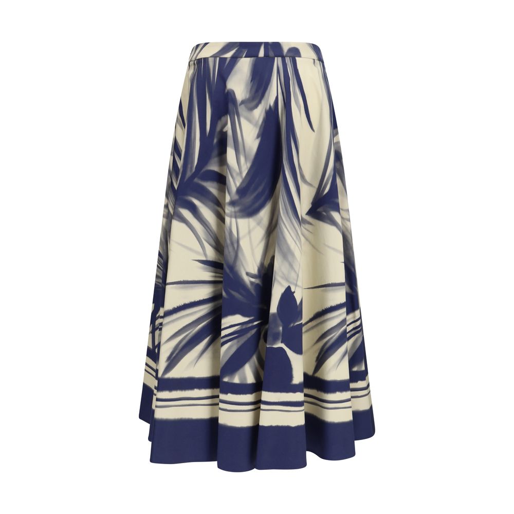 Blue Cotton Midi Skirt