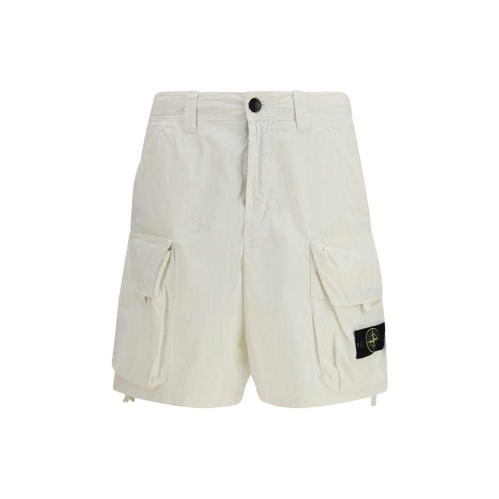 White Cotton Bermuda Shorts