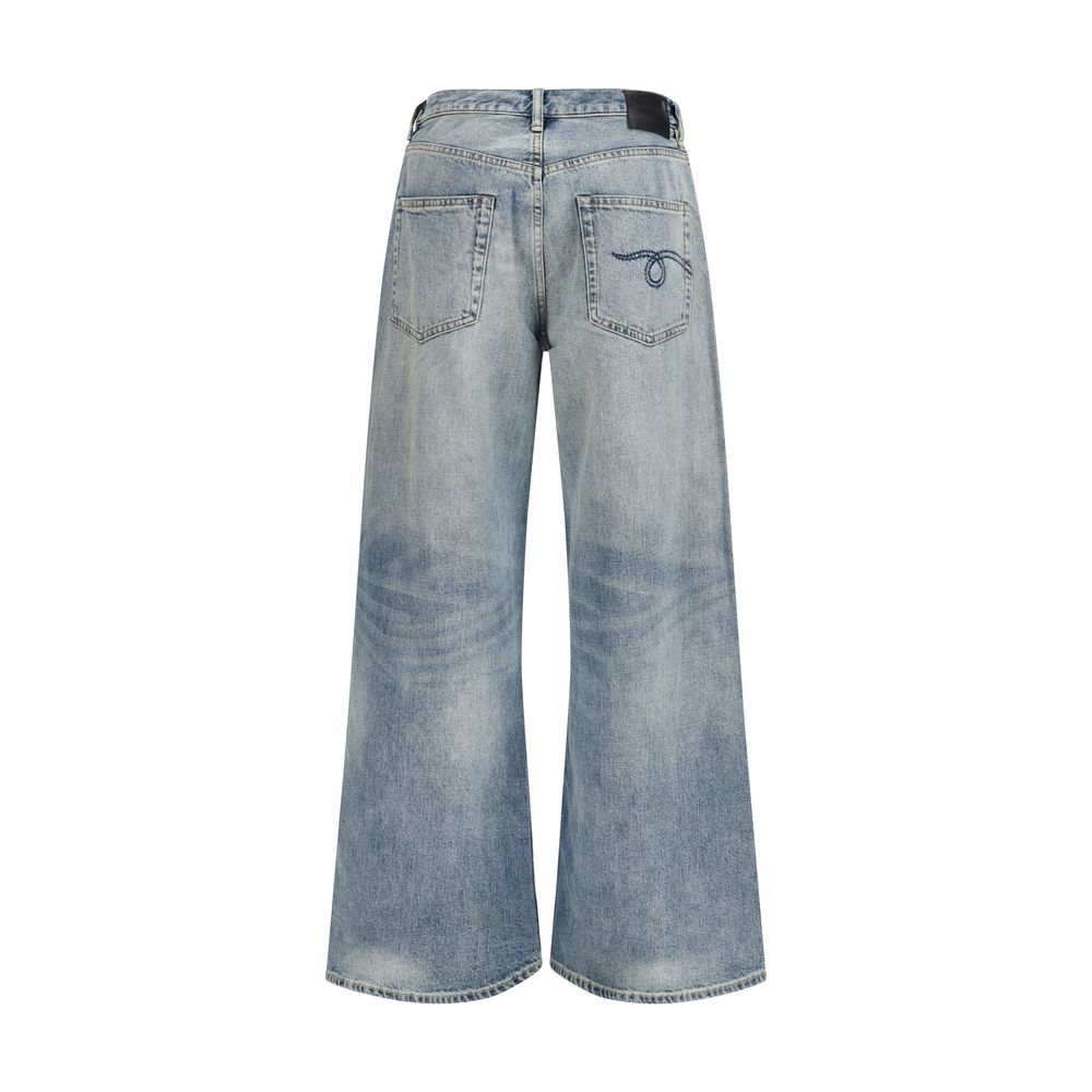Blue Cotton High-Waisted Jean