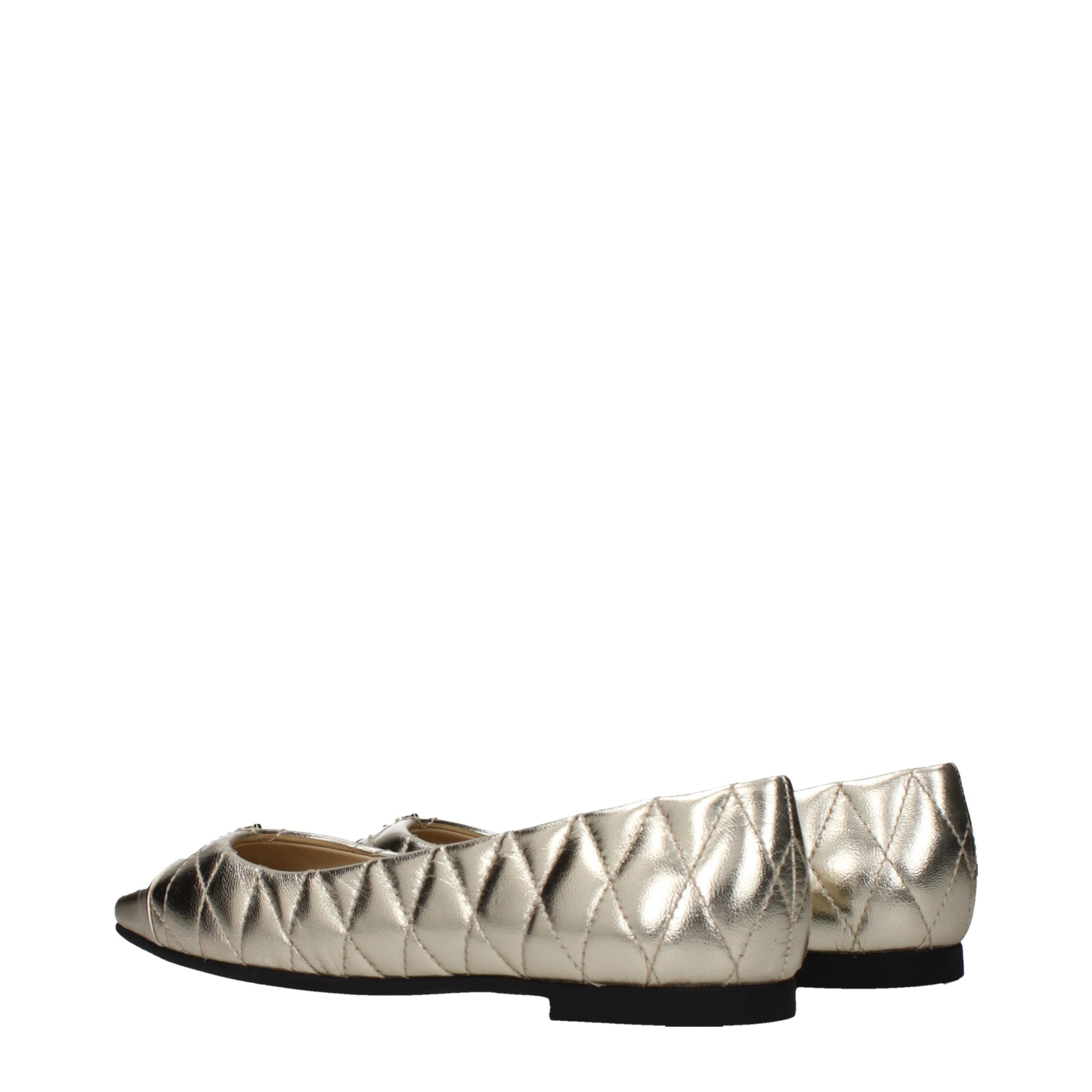 Gold Leather Ballet Flats