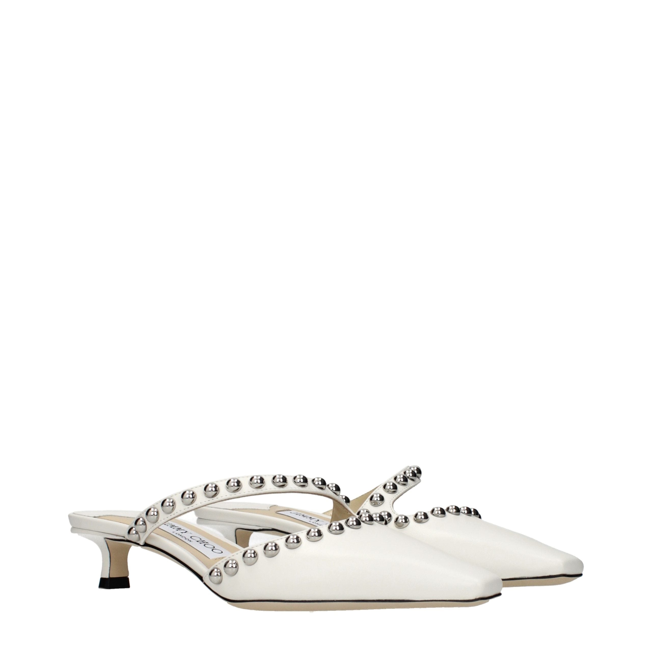 White Leather Flat Sandals