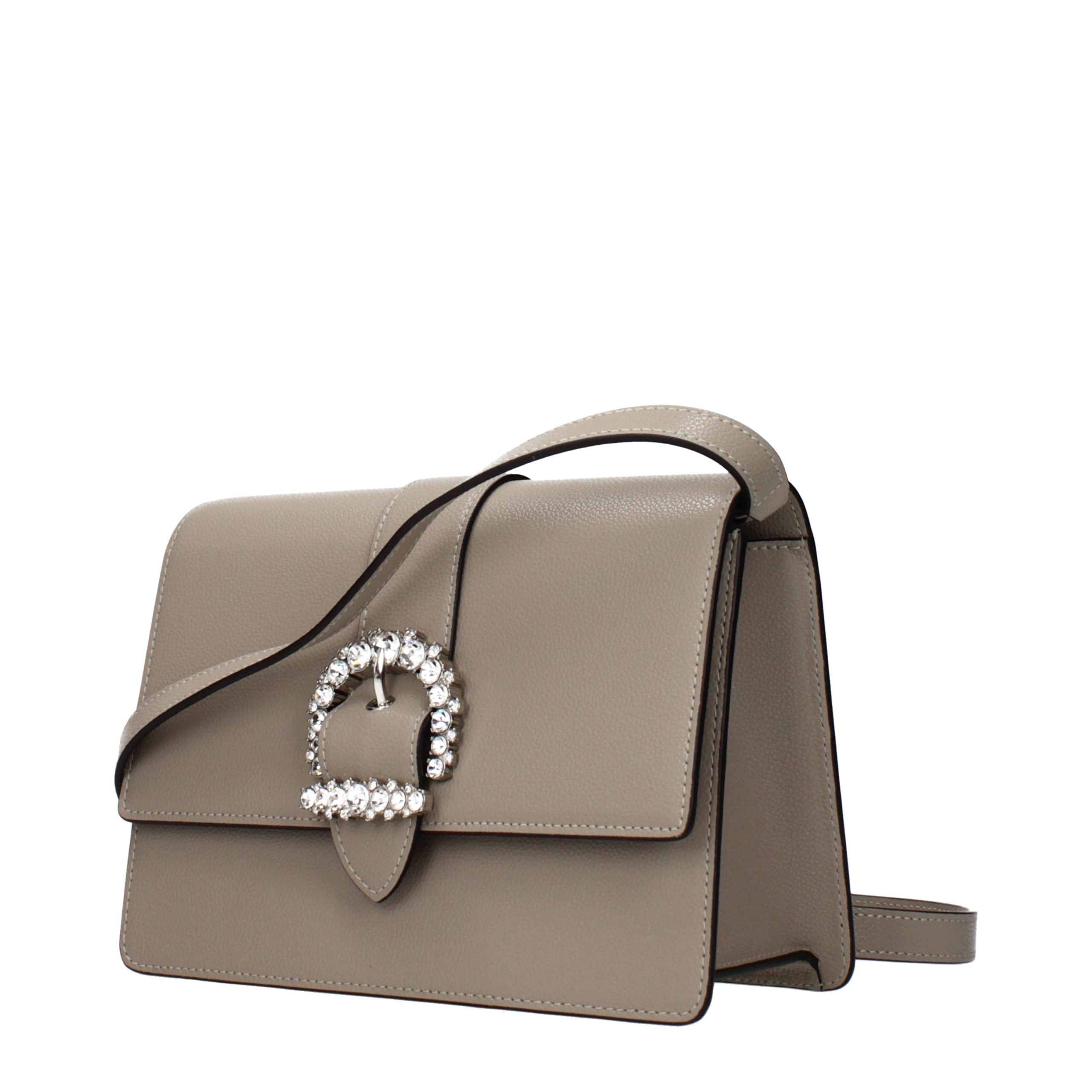 Gray Leather Crossbody Bag