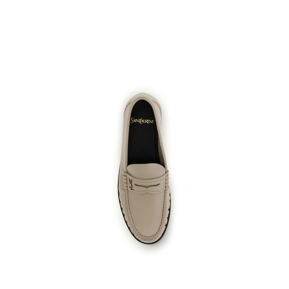 Beige Calf Leather Bos Taurus Slip-On Loafers
