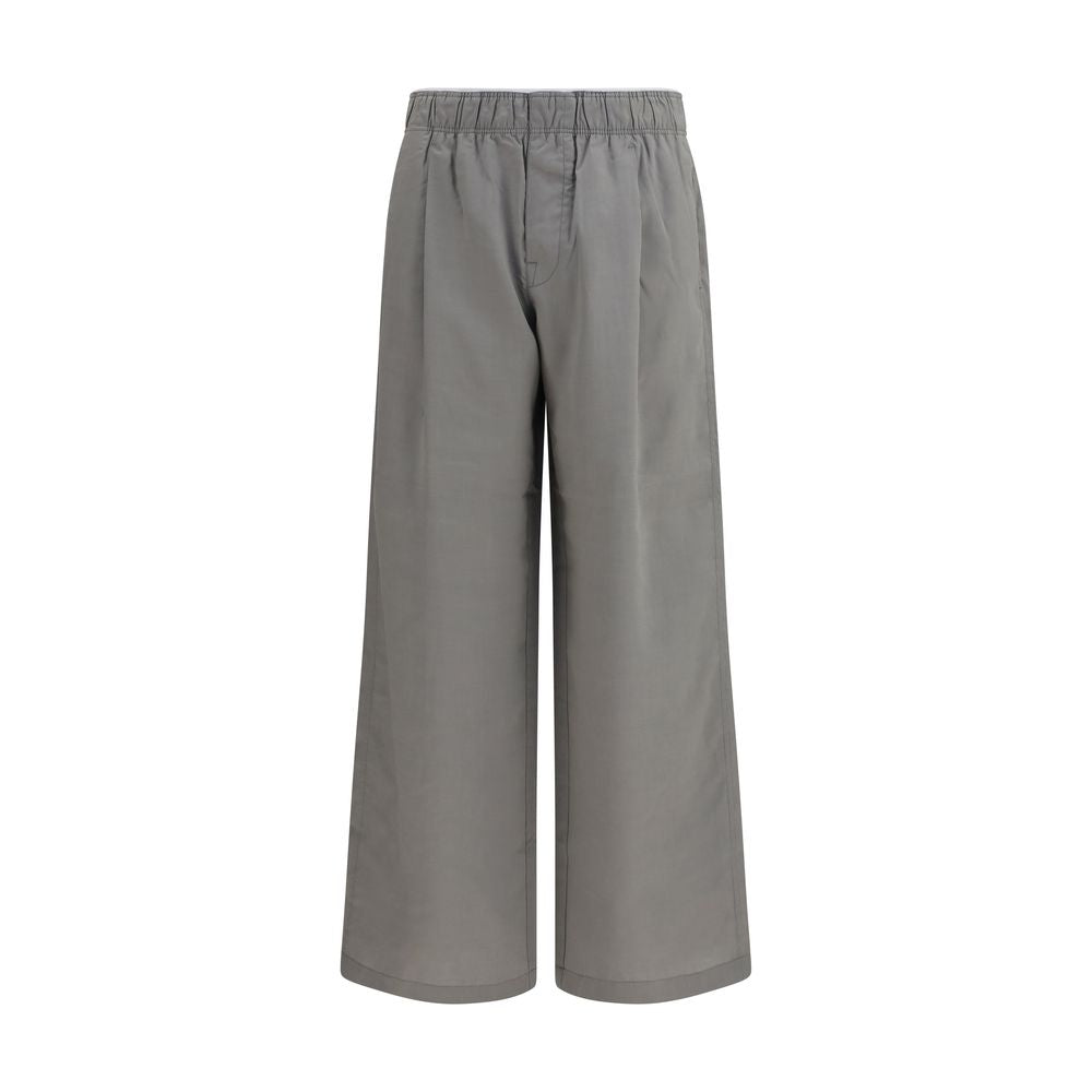 Gray Viscose Casual Pants