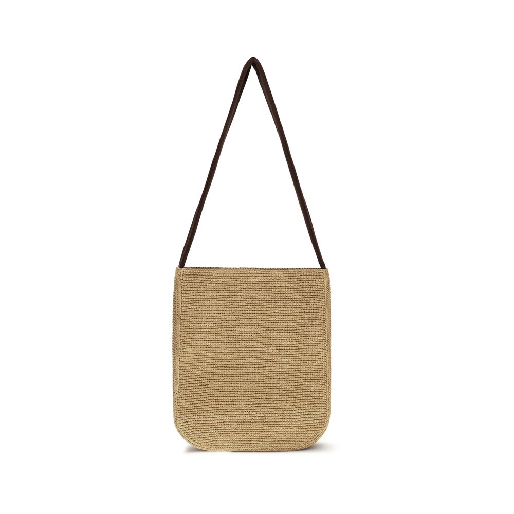 Beige Raffia Shoulder Bag
