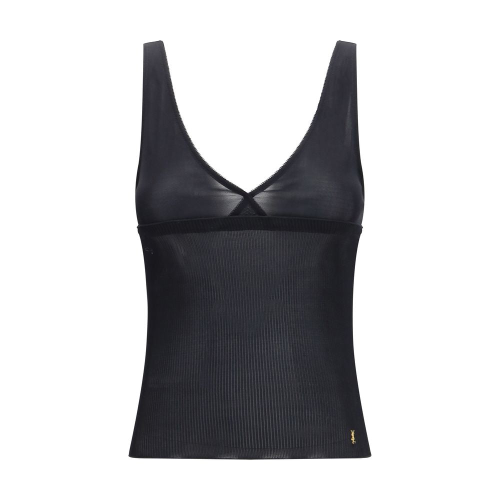 Black Silk Sleeveles T-Shirt