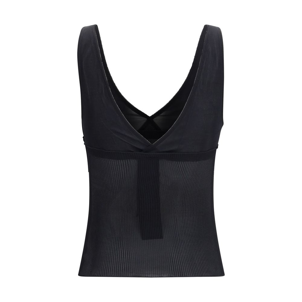 Black Silk Sleeveles T-Shirt