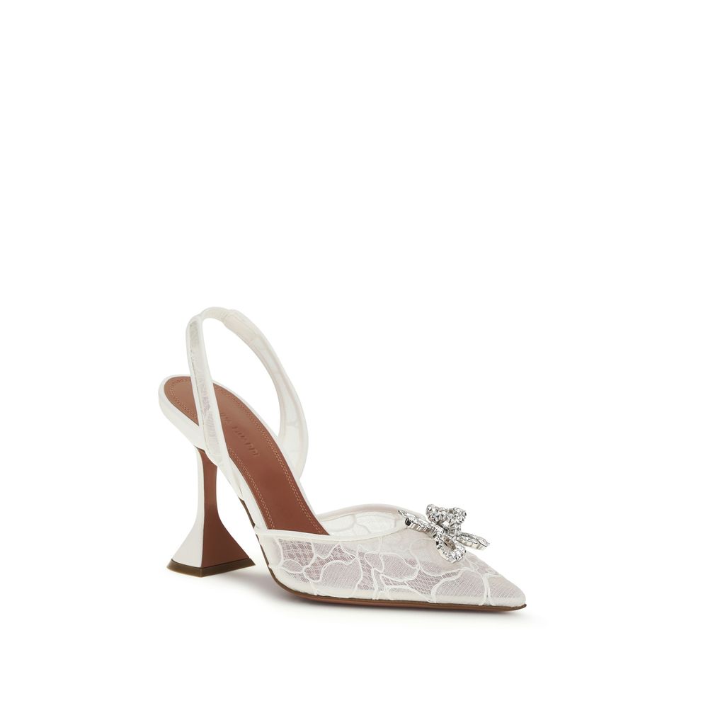 White Fabric High Heel Pumps