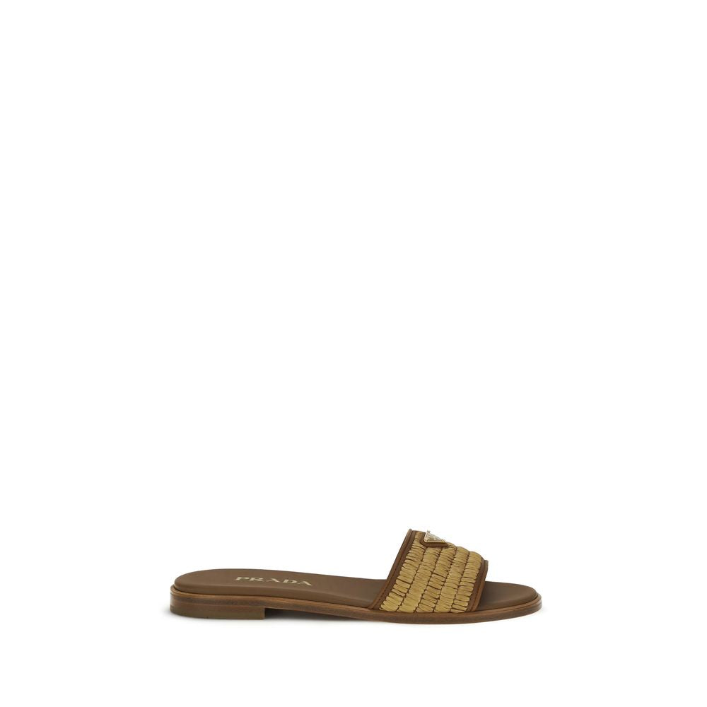 Brown Raffia Slippers