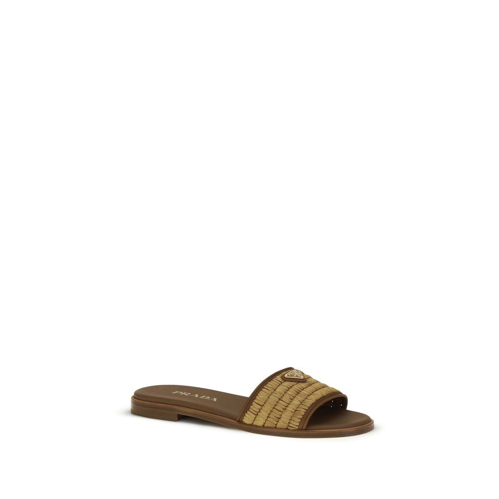 Brown Raffia Slippers