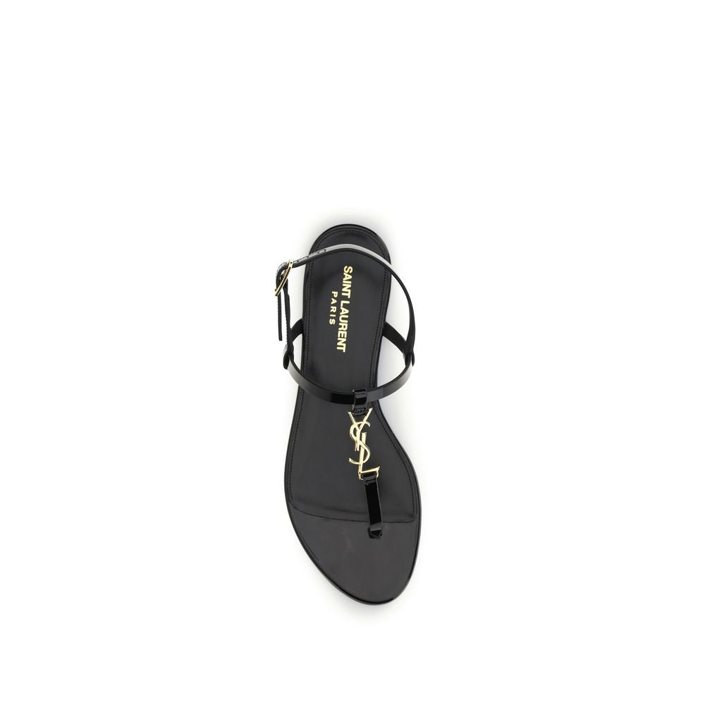 Black Calf Leather Bos Taurus Flat Sandals