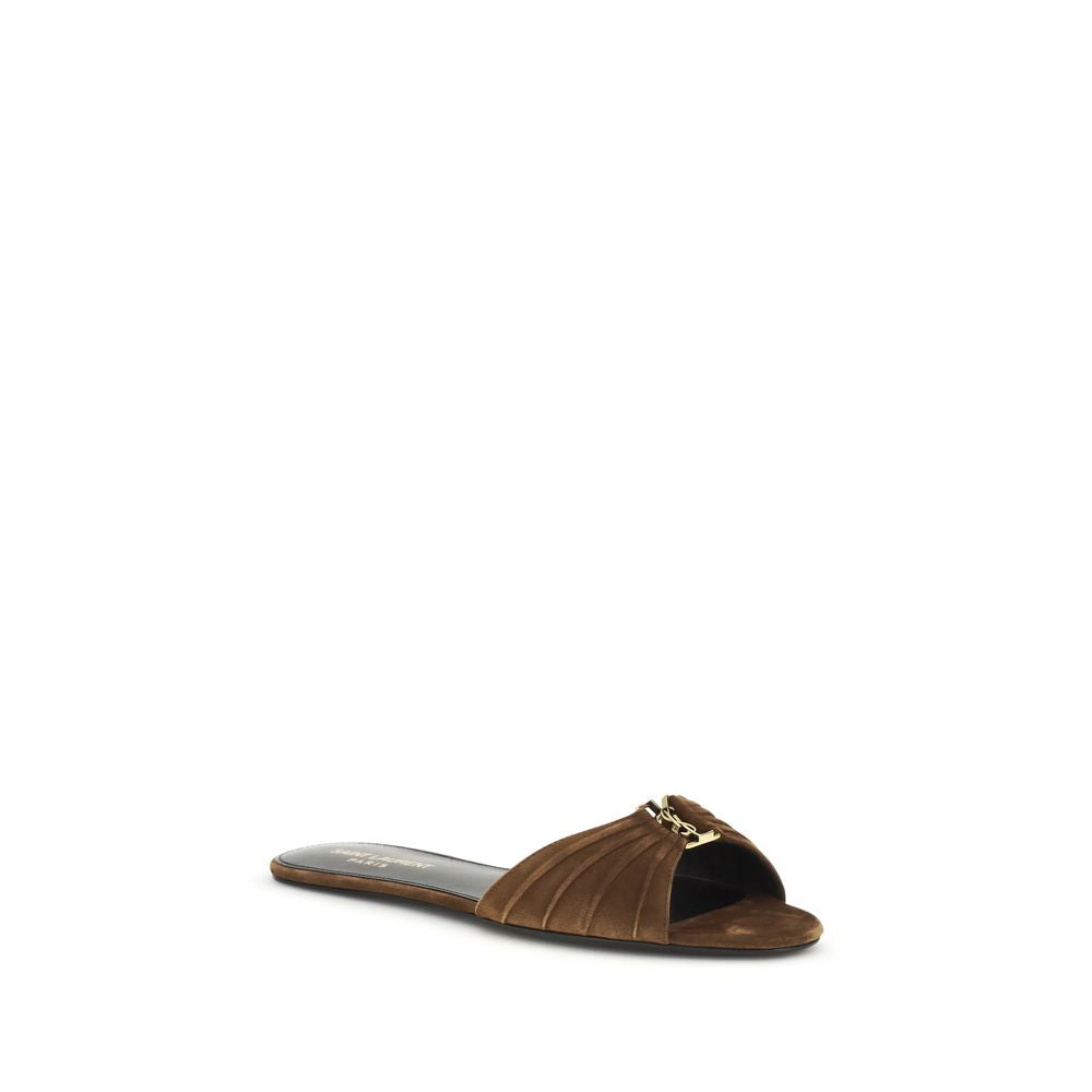 Brown Calf Leather Bos Taurus Flat Sandals