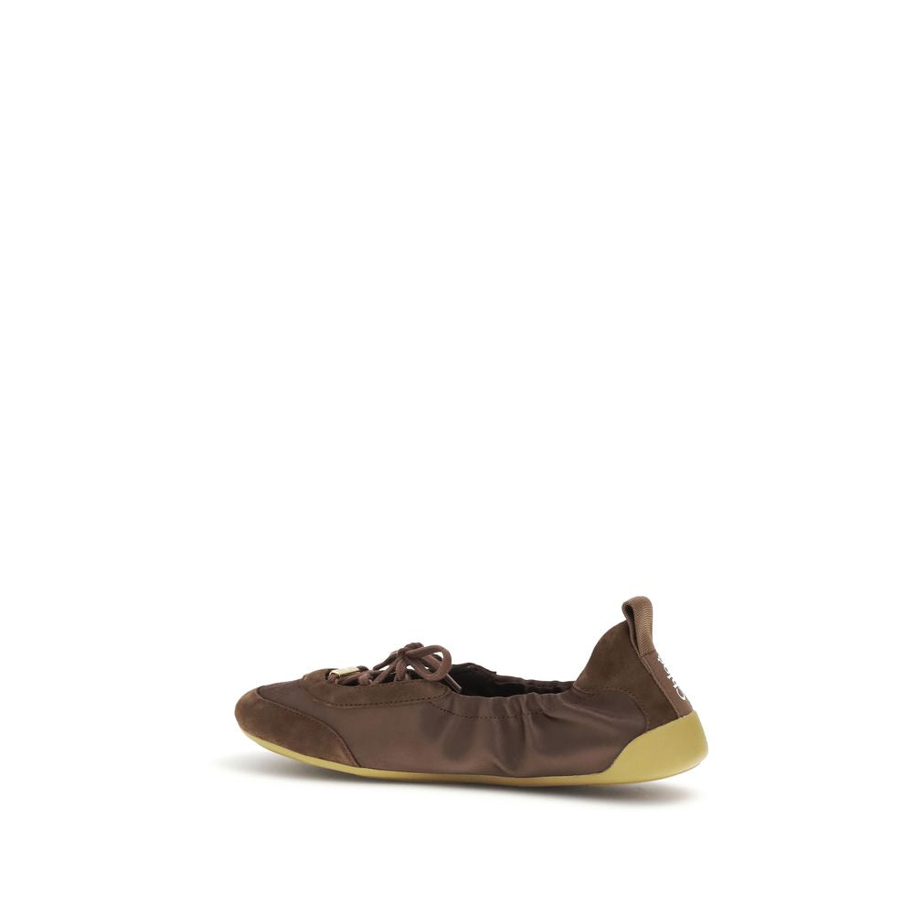 Brown Polyester Ballet Flats