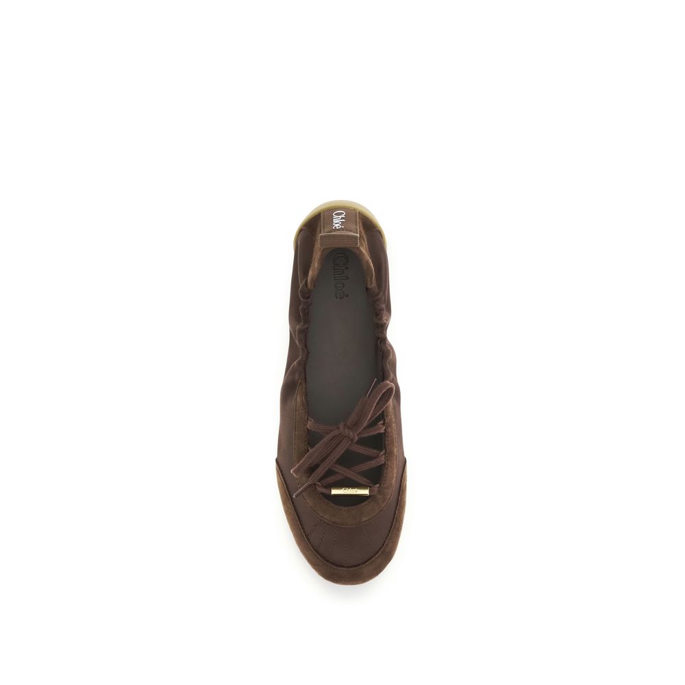 Brown Polyester Ballet Flats