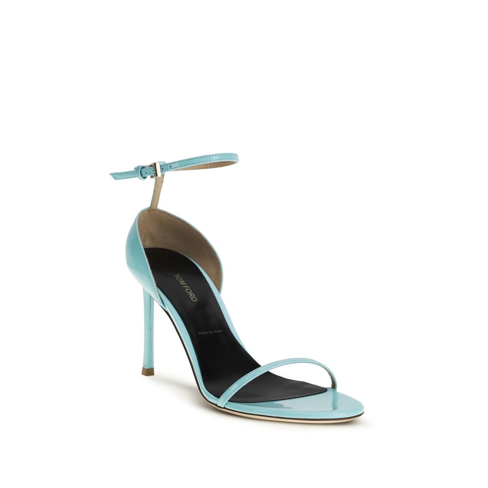 Blue Calf Leather Bos Taurus Stiletto Heel Sandals