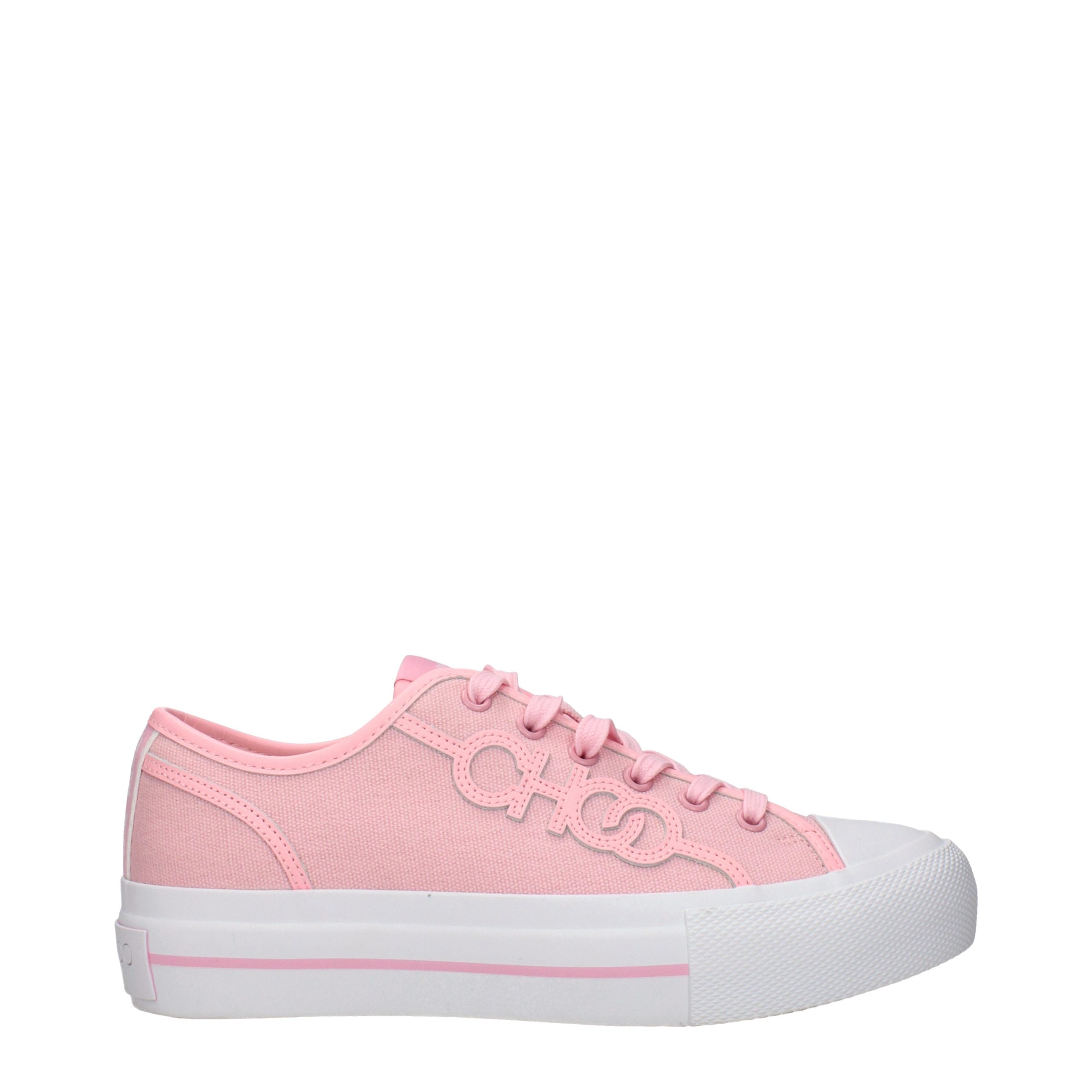 Pink Fabric Low Top Sneakers