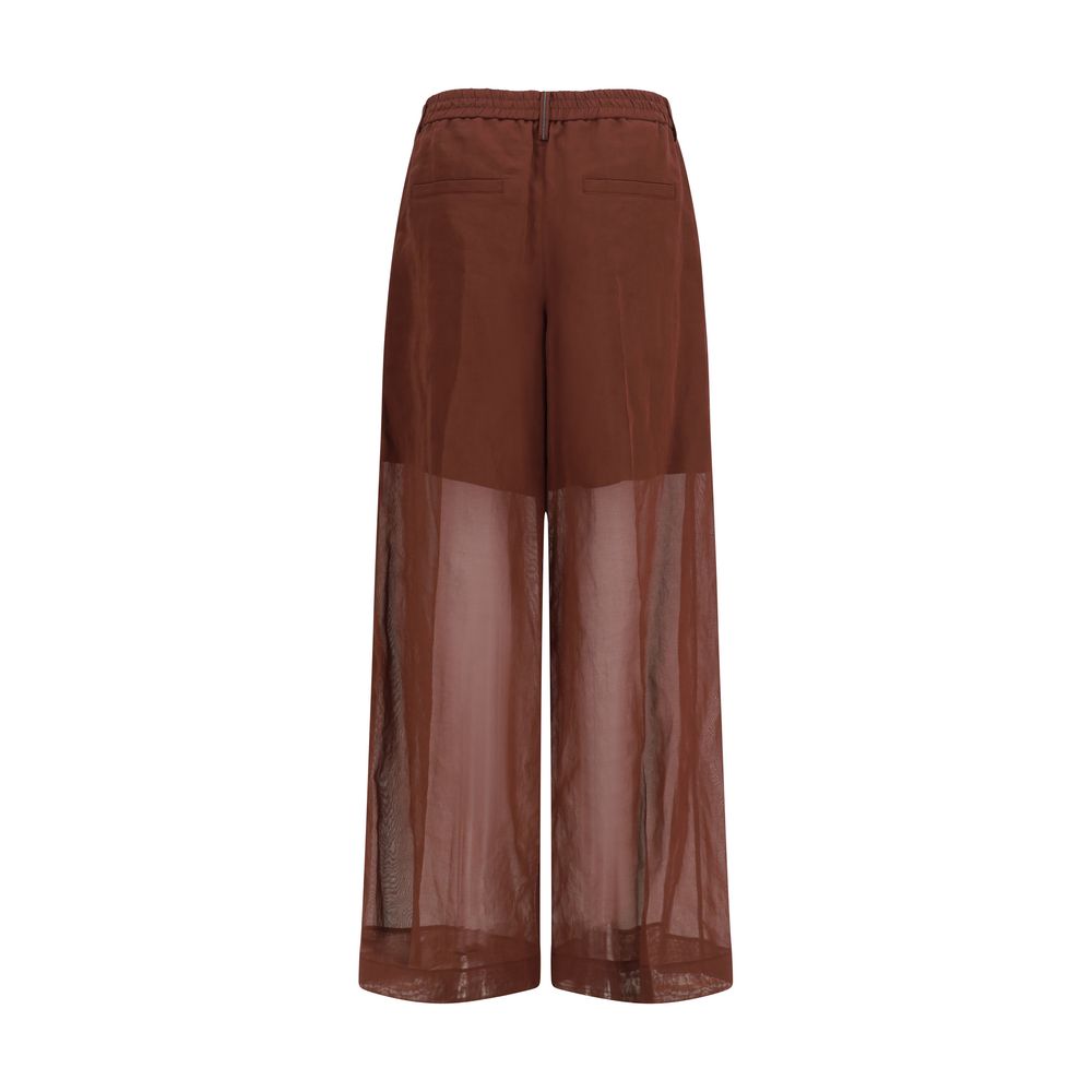 Brown Cotton Casual Pants
