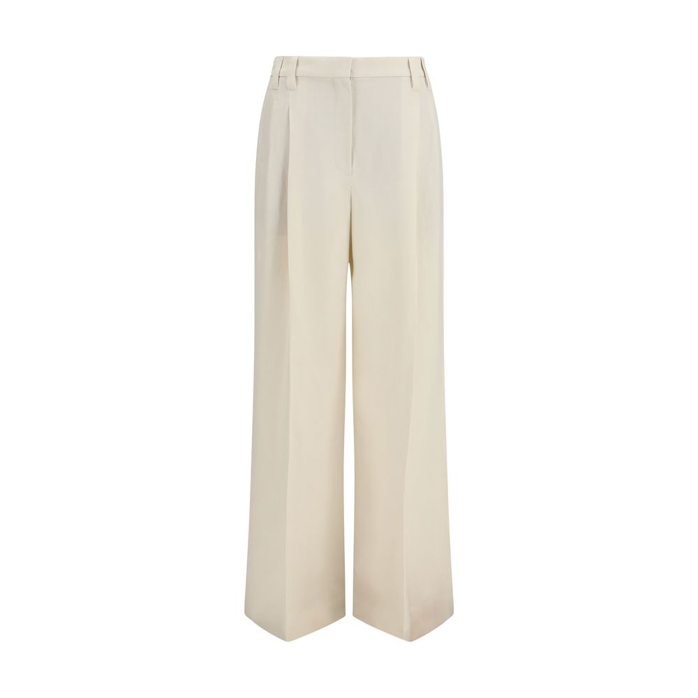 Beige Viscose Casual Pants