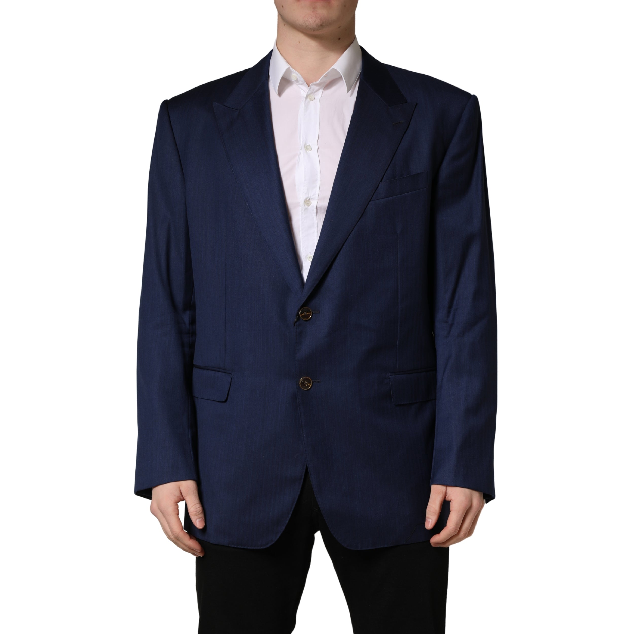 Blue Single Breasted 2 Button Suit Jacket