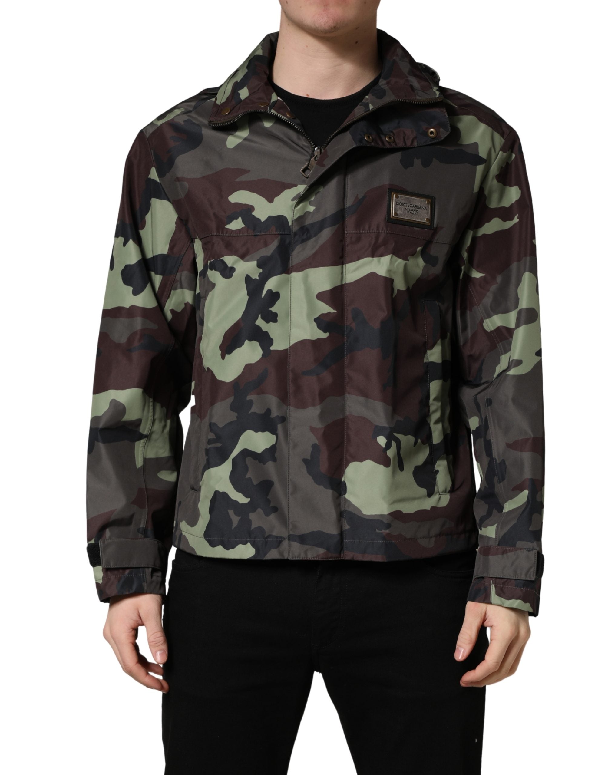 Multicolor Camouflage Hooded Bomber Jacket