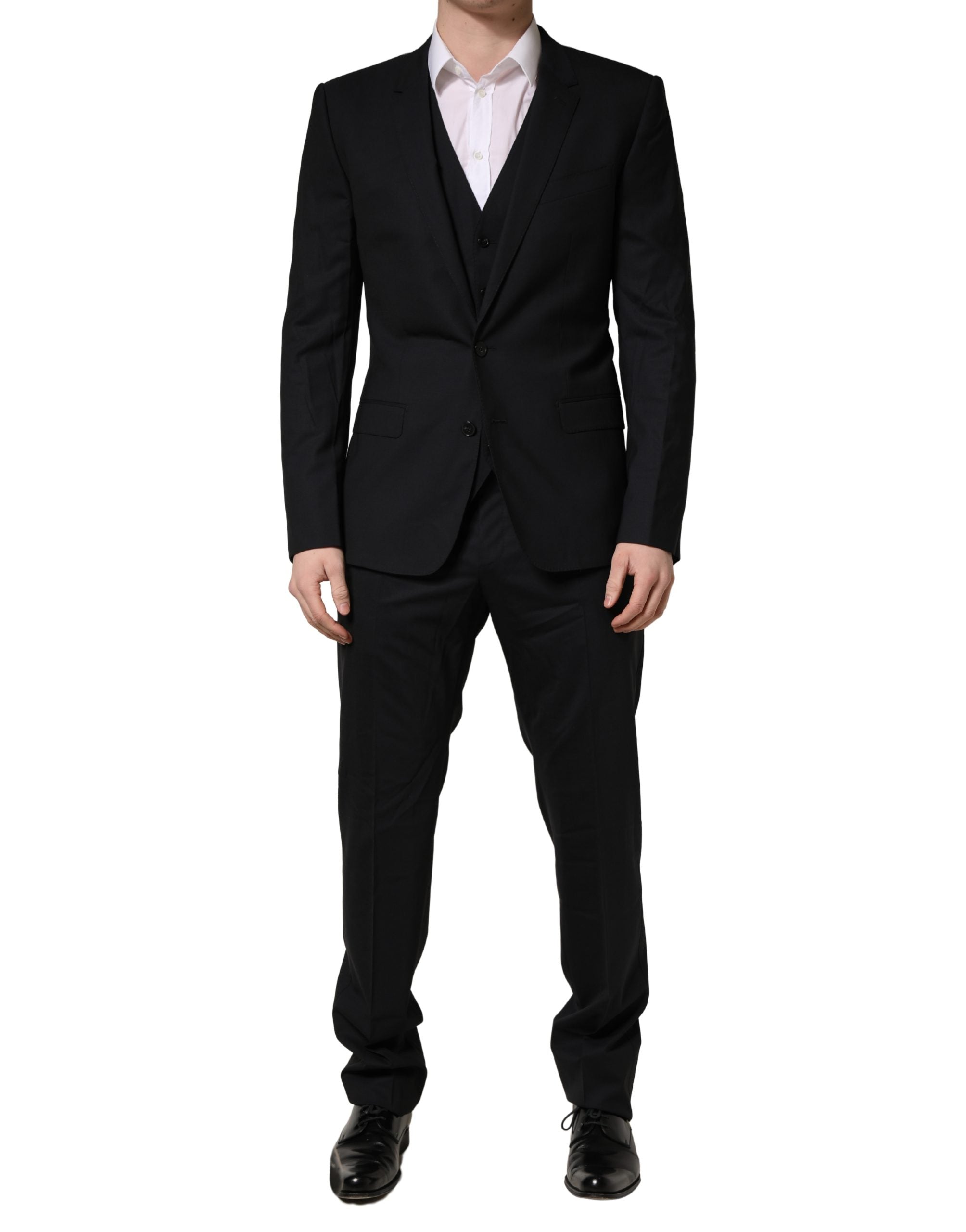Black Wool 2 Buttons Formal 3 Piece Men Suit