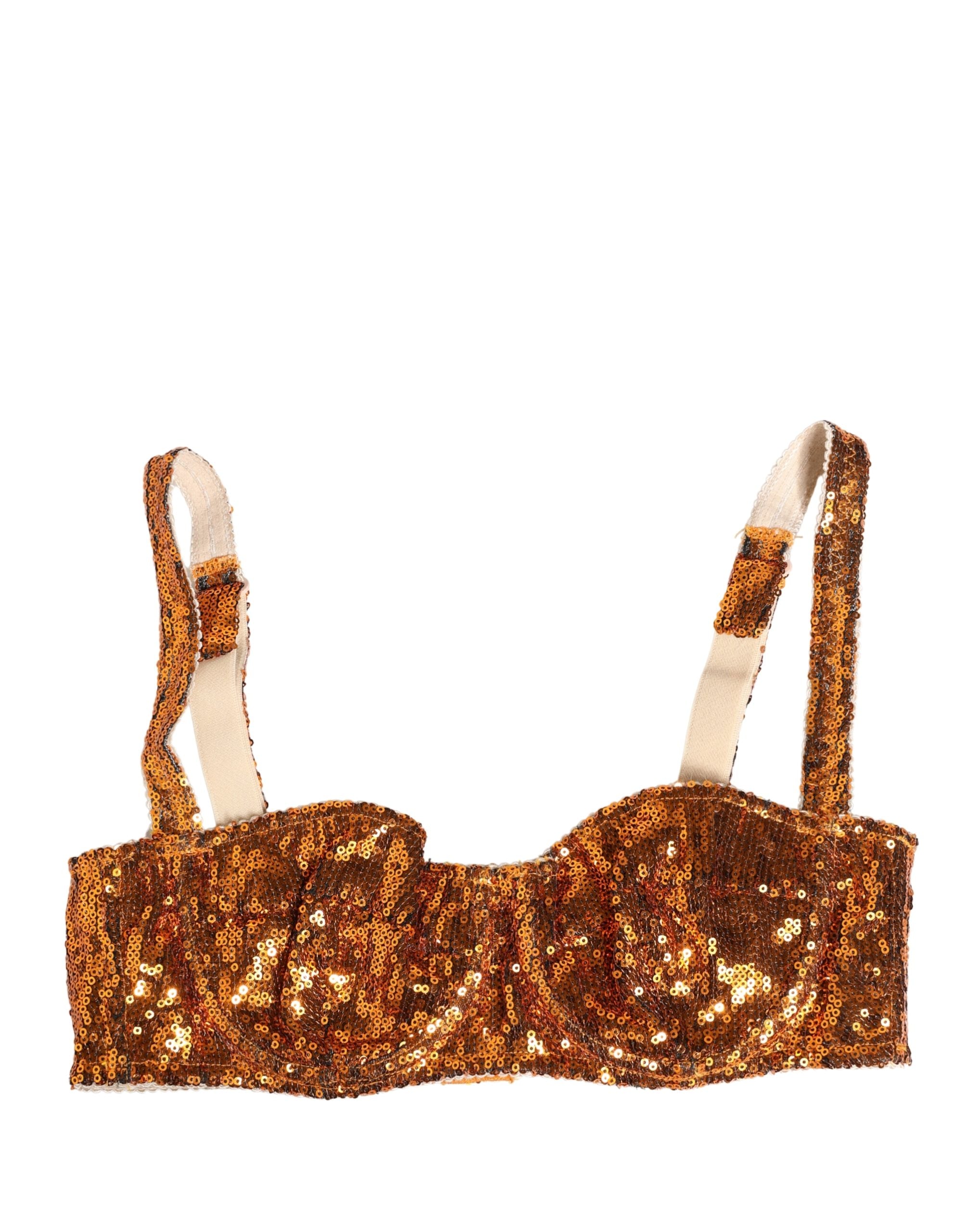 Gold Sequined Nyon Balconnet Bra Underwear