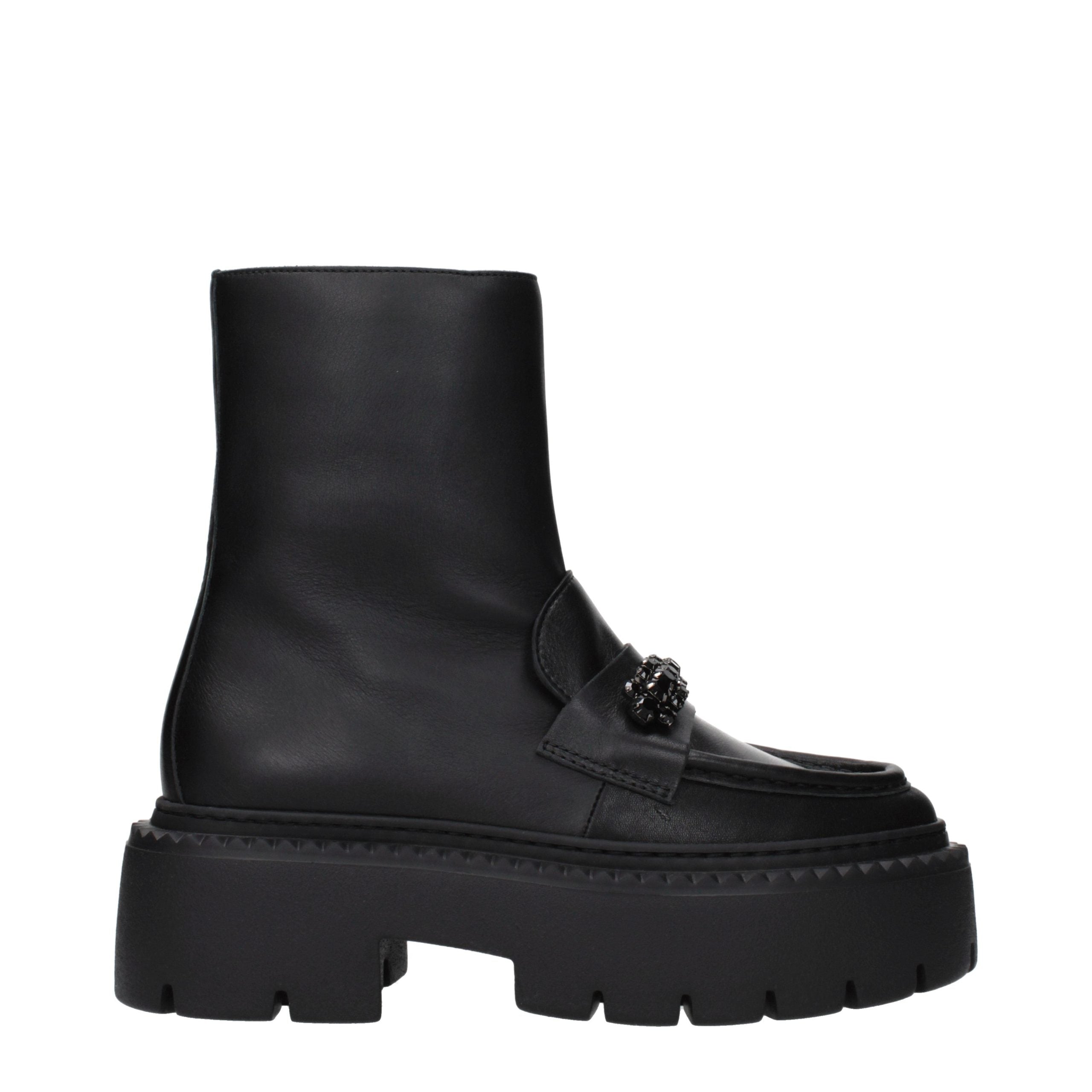 Black Leather Ankle Boots