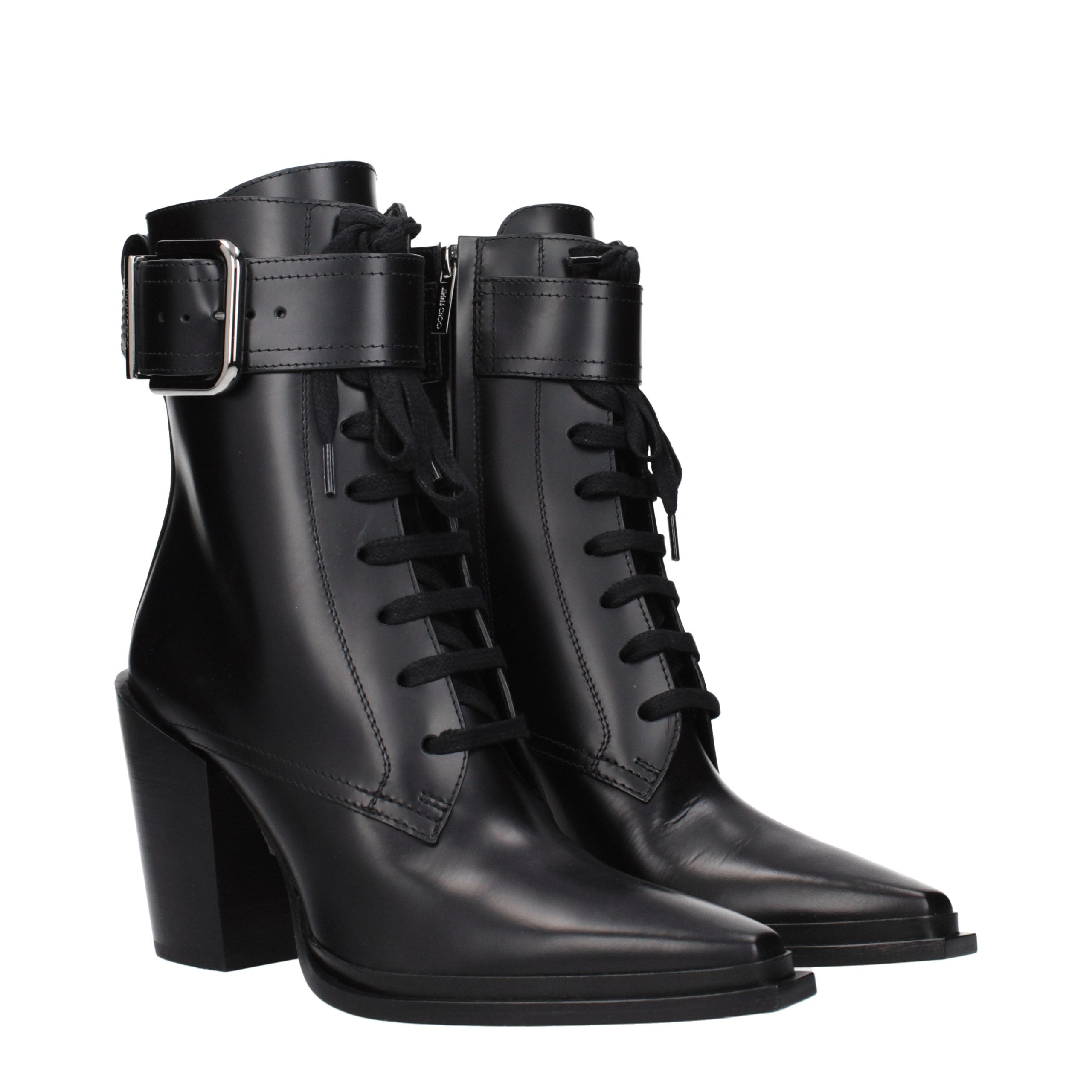Black Leather Ankle Boots