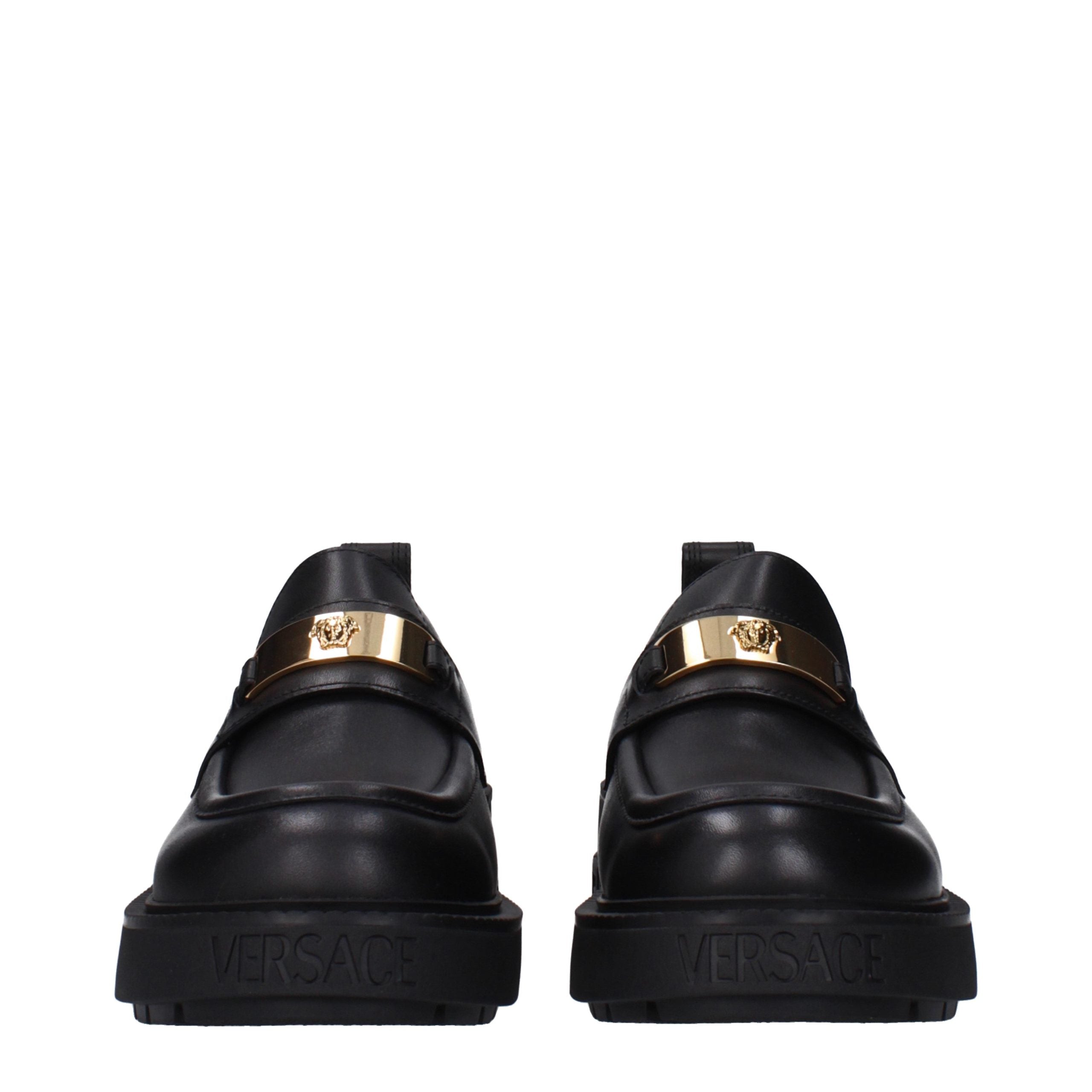 Black Leather Slip-On Loafers