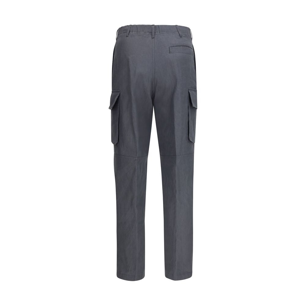 Gray Linen Cargo Pants