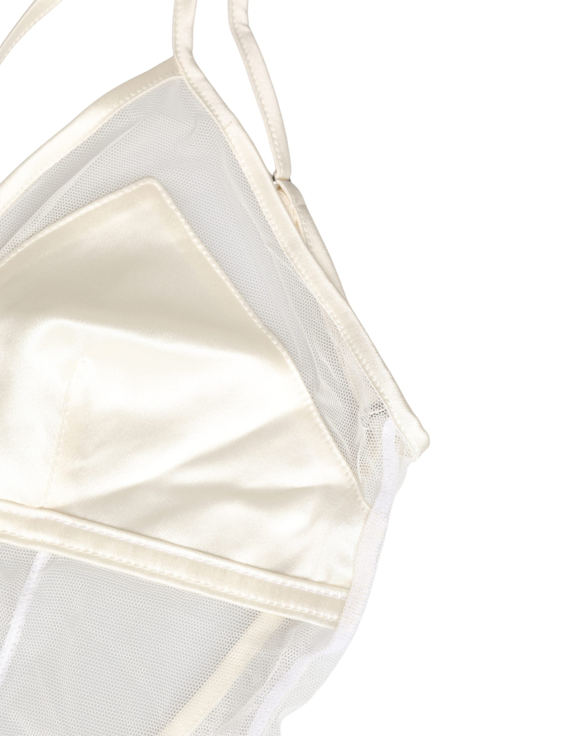 White Sheer Nylon Bodysuit Halterneck Underwear