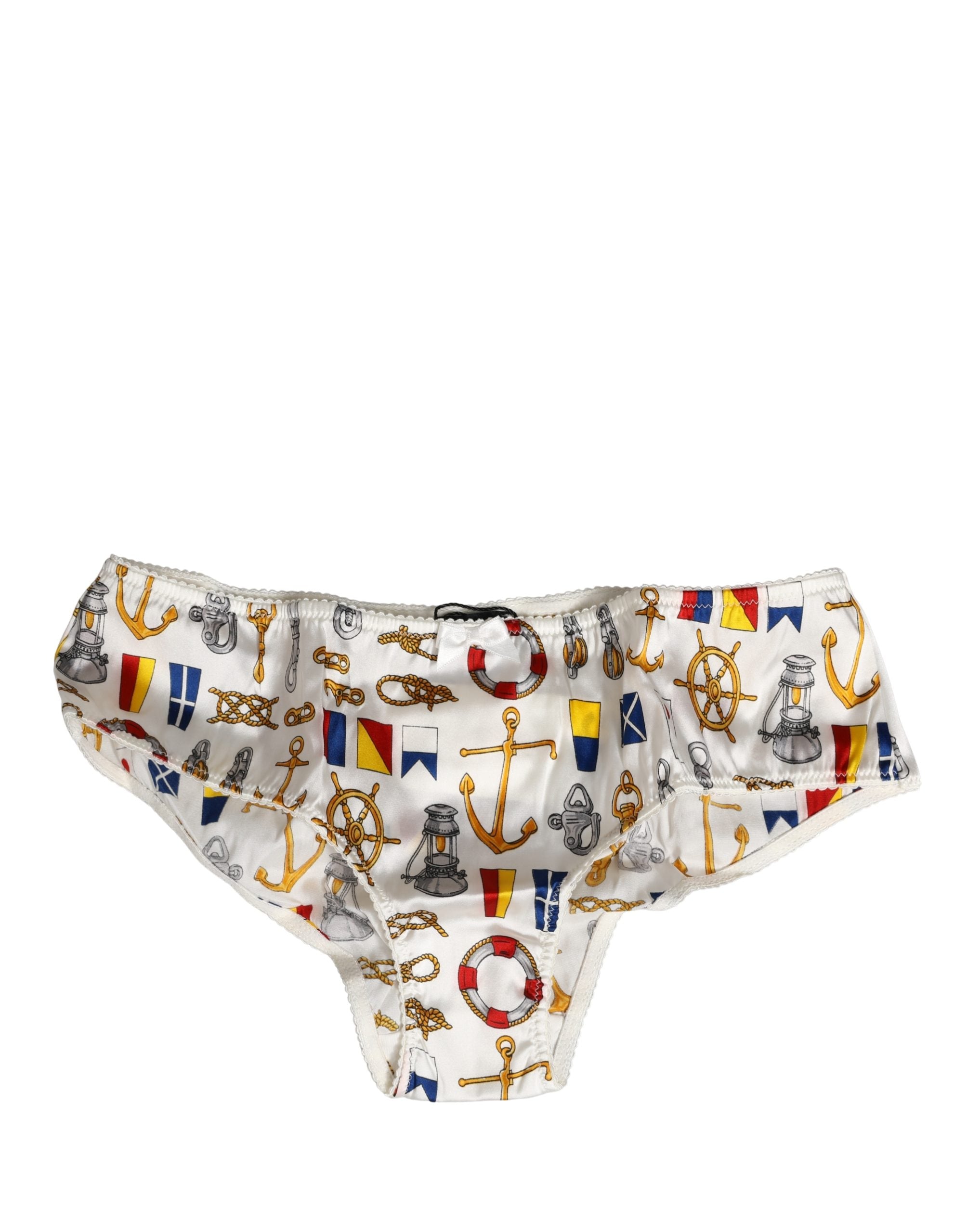 White Sailor Print Polyester Bottoms Underwear