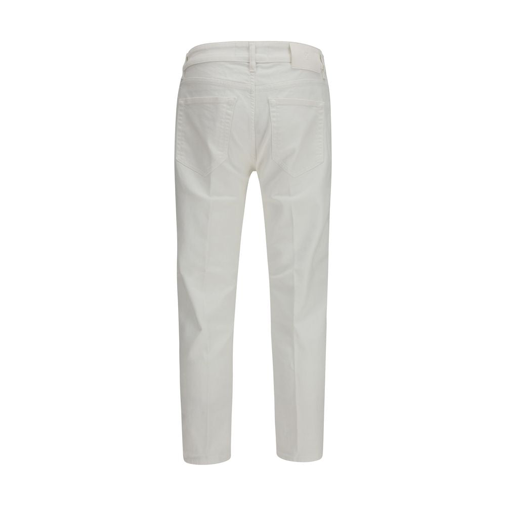 White Cotton Tapered Jeans