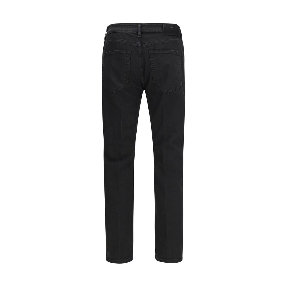 Black Cotton Tapered Jeans
