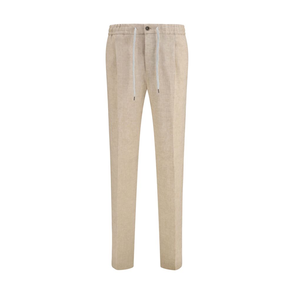 Beige Linen Casual Pants