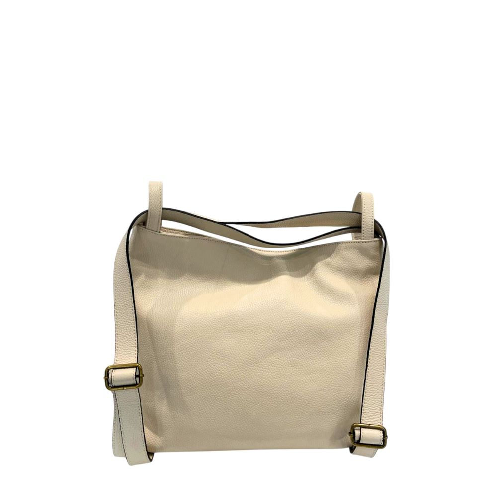 Beige Cowhide Leather Women Backpack