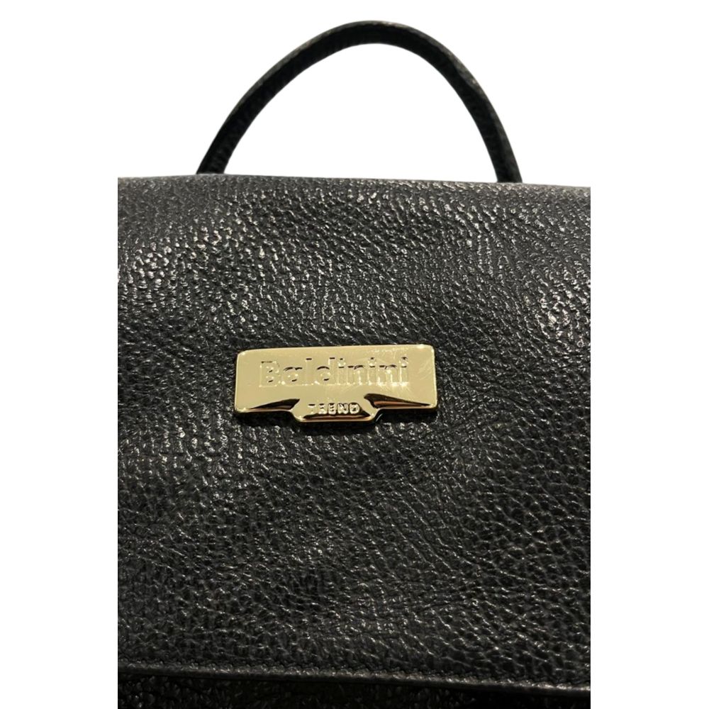 Black Leather Women Backpack