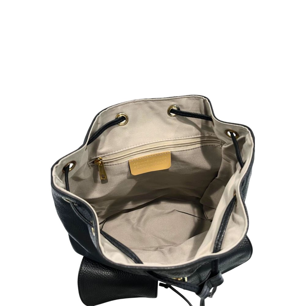 Black Leather Women Backpack