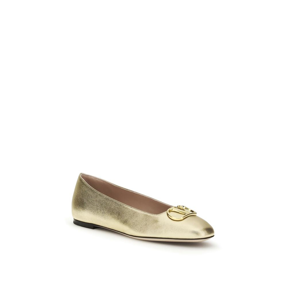 Gold Calf Leather Bos Taurus Ballet Flats