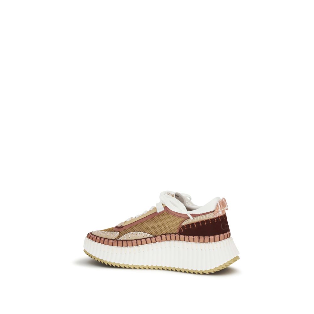 Brown Polyester Chunky Sneakers