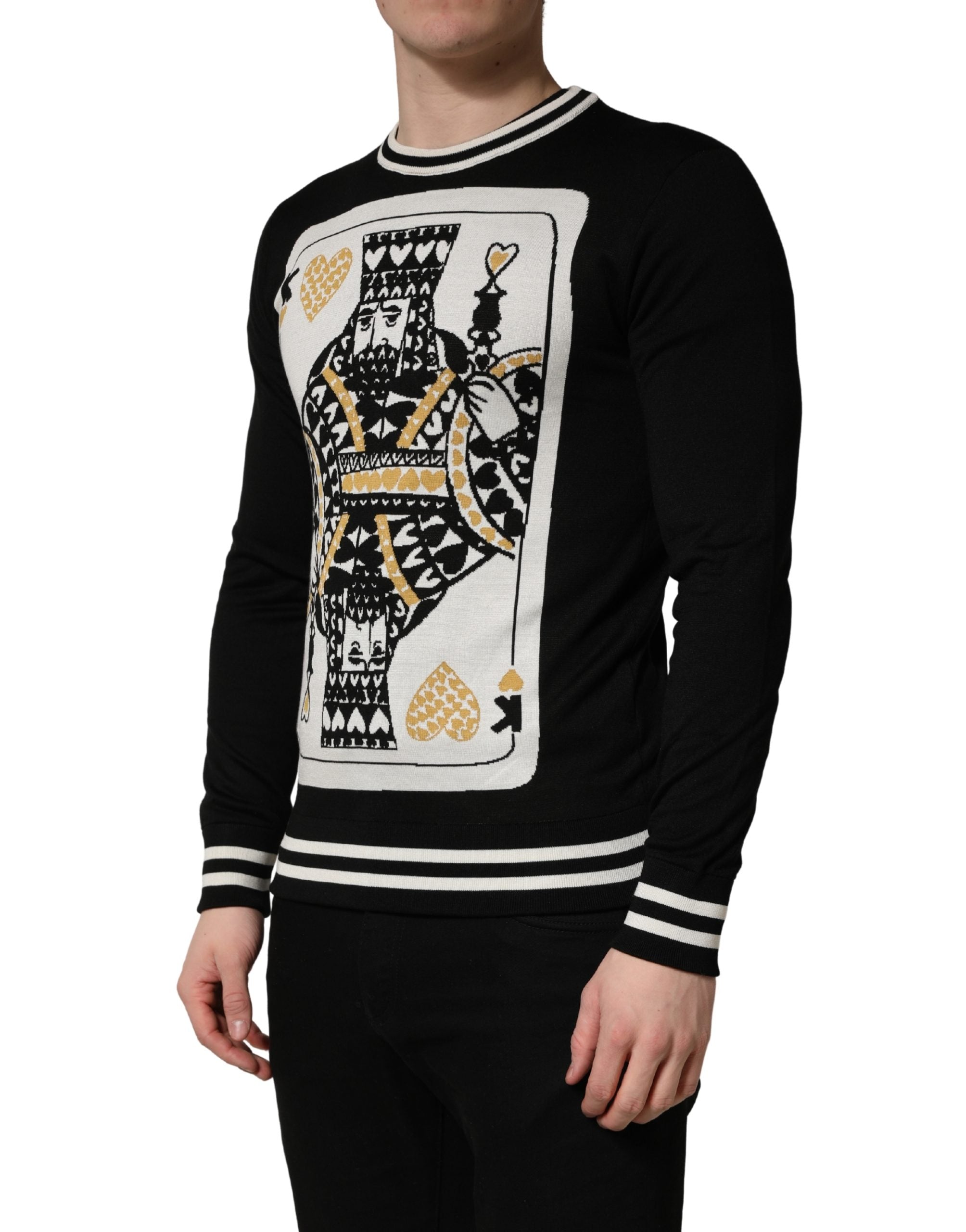 Black King Of Hearts Men Crew Neck Pullover Sweater