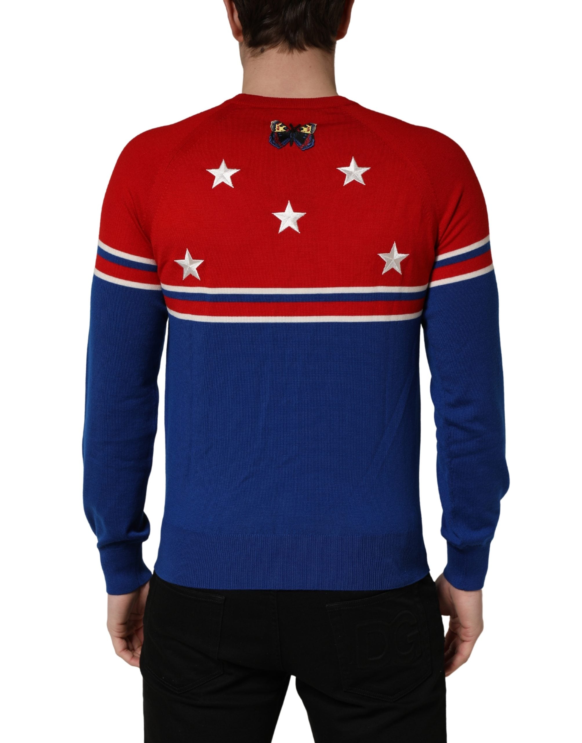 Multicolor Wool Butterfly Star Men Crew Neck Sweater