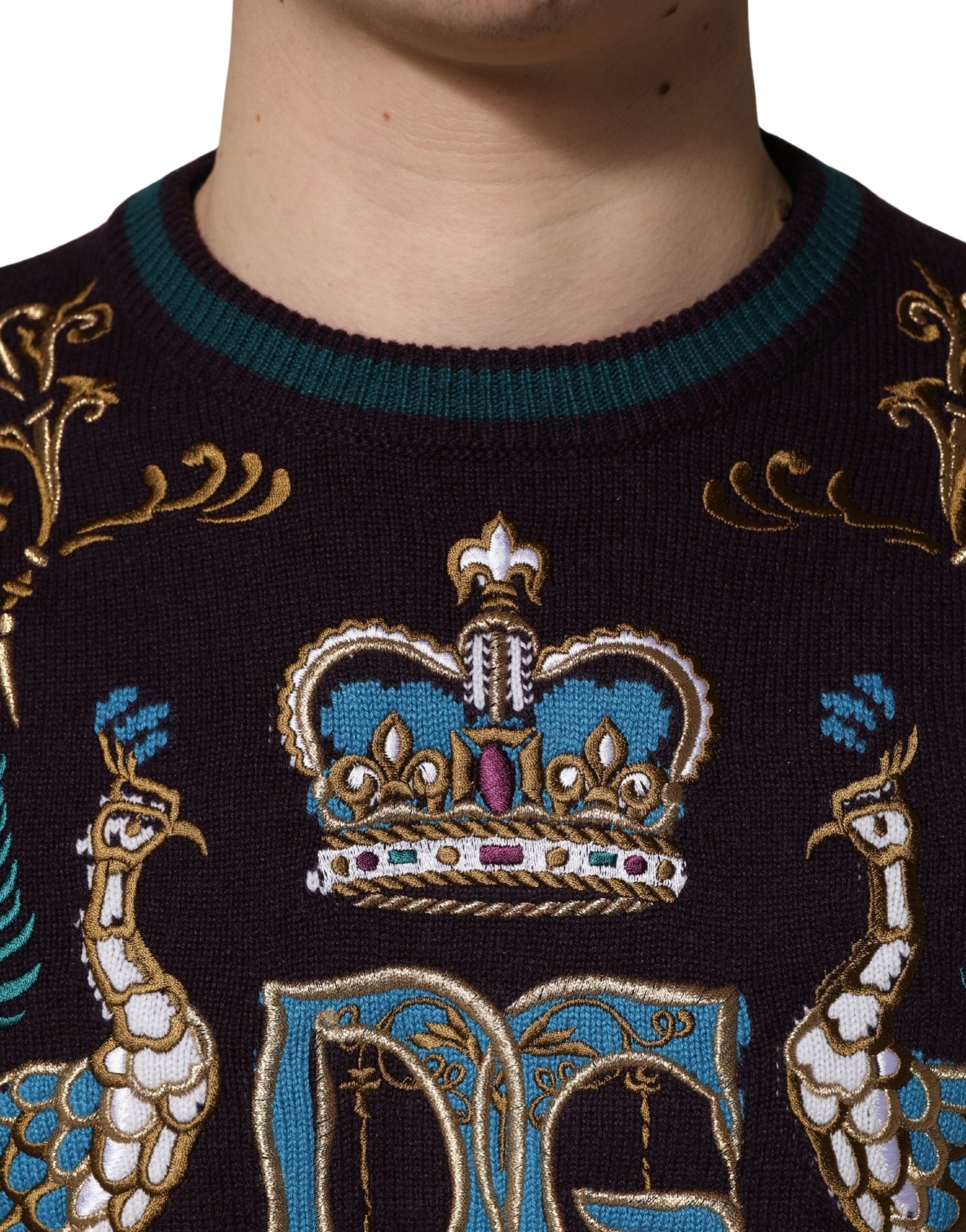 Bordeaux Cashmere Crown Embroidered Sweater