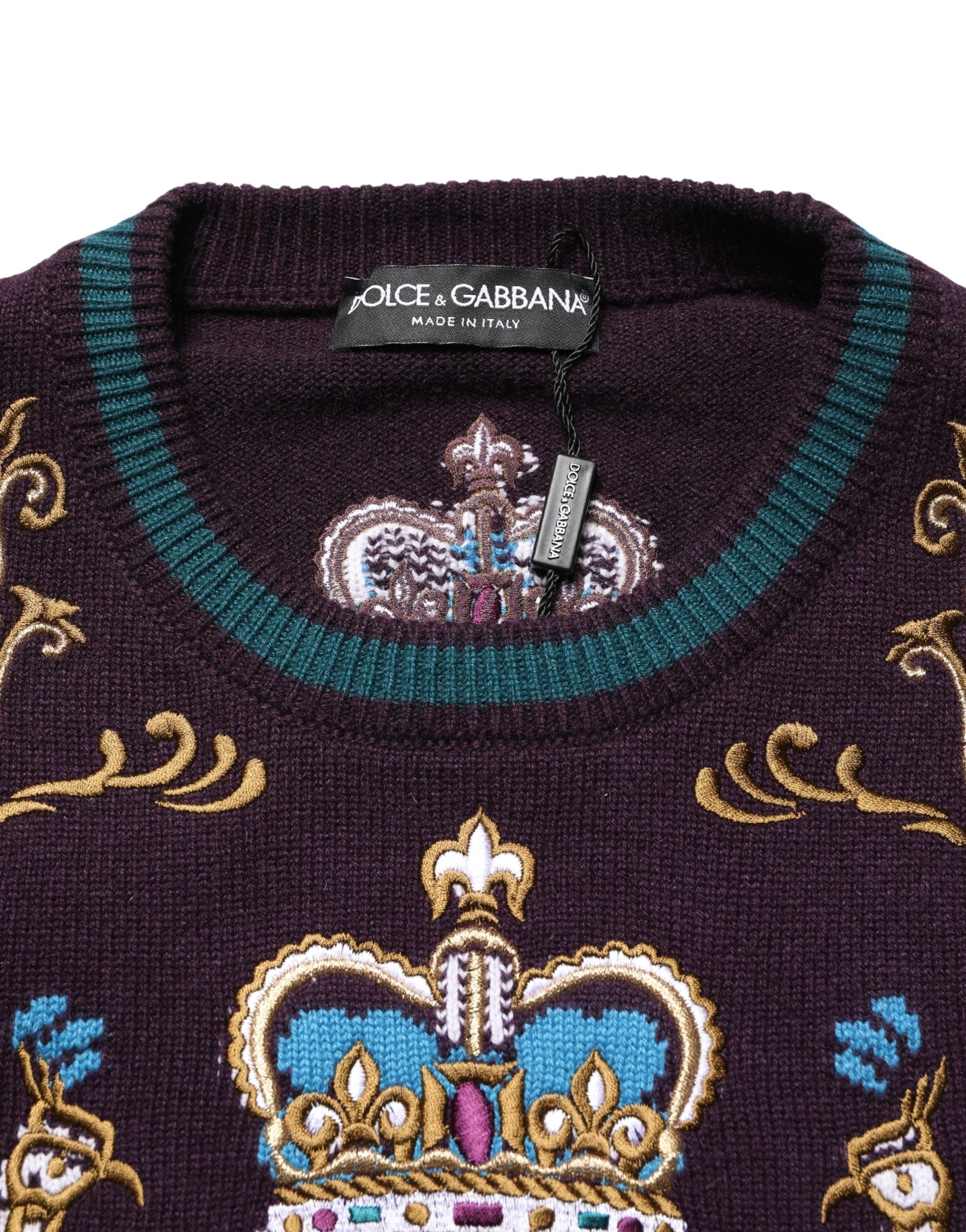 Bordeaux Cashmere Crown Embroidered Sweater