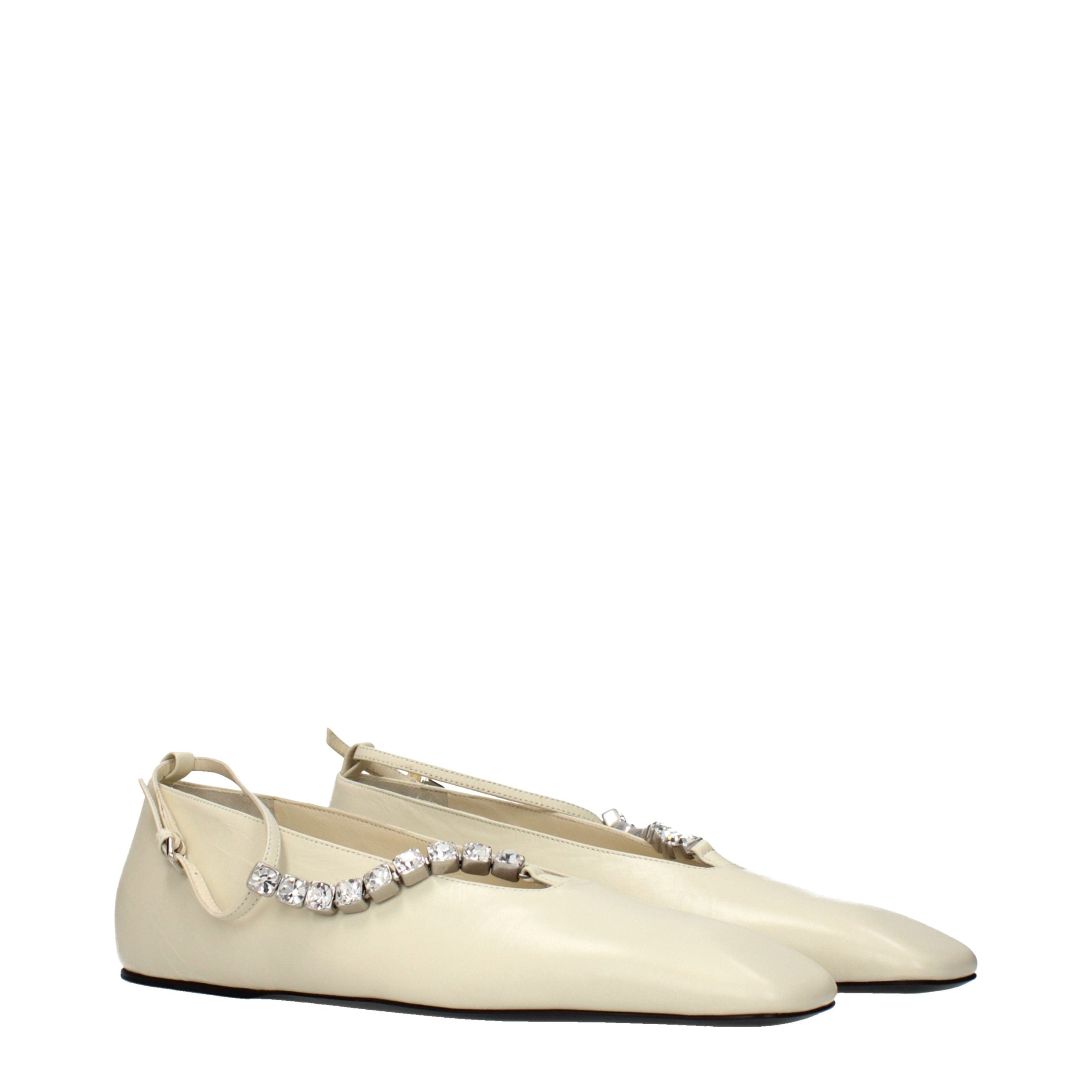 Beige Leather Ballet Flats