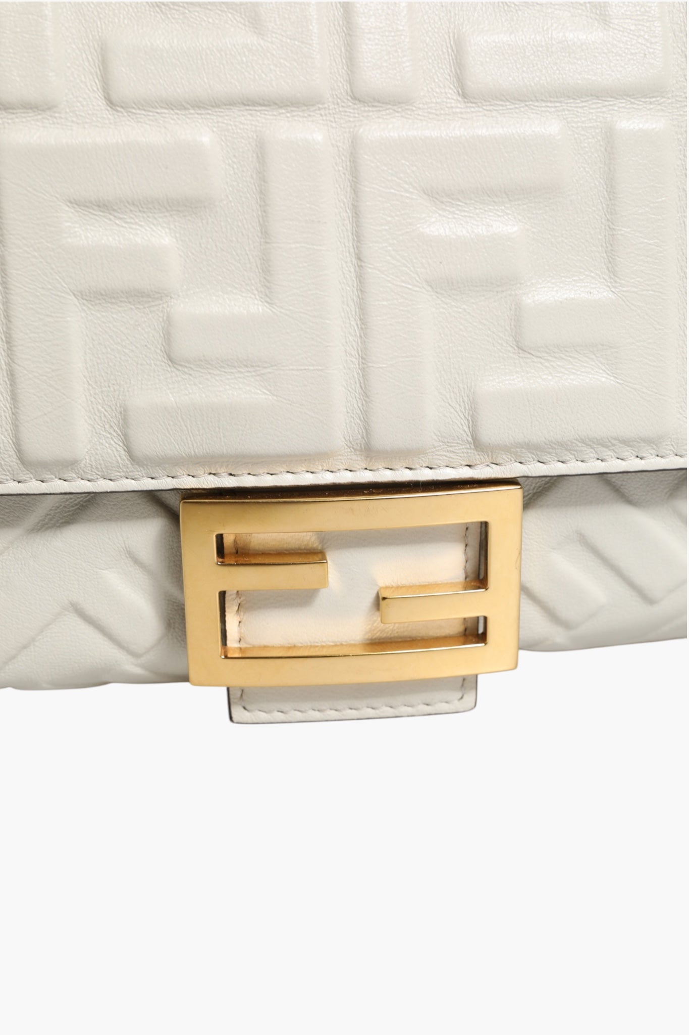 FF Embossed Baguette Nappa Leather Bag