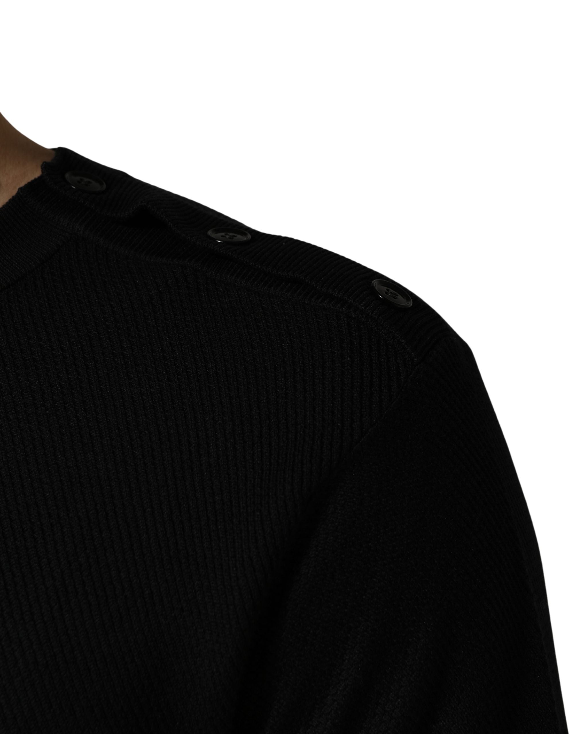 Black Crew Neck Long Sleeve Pullover Sweater