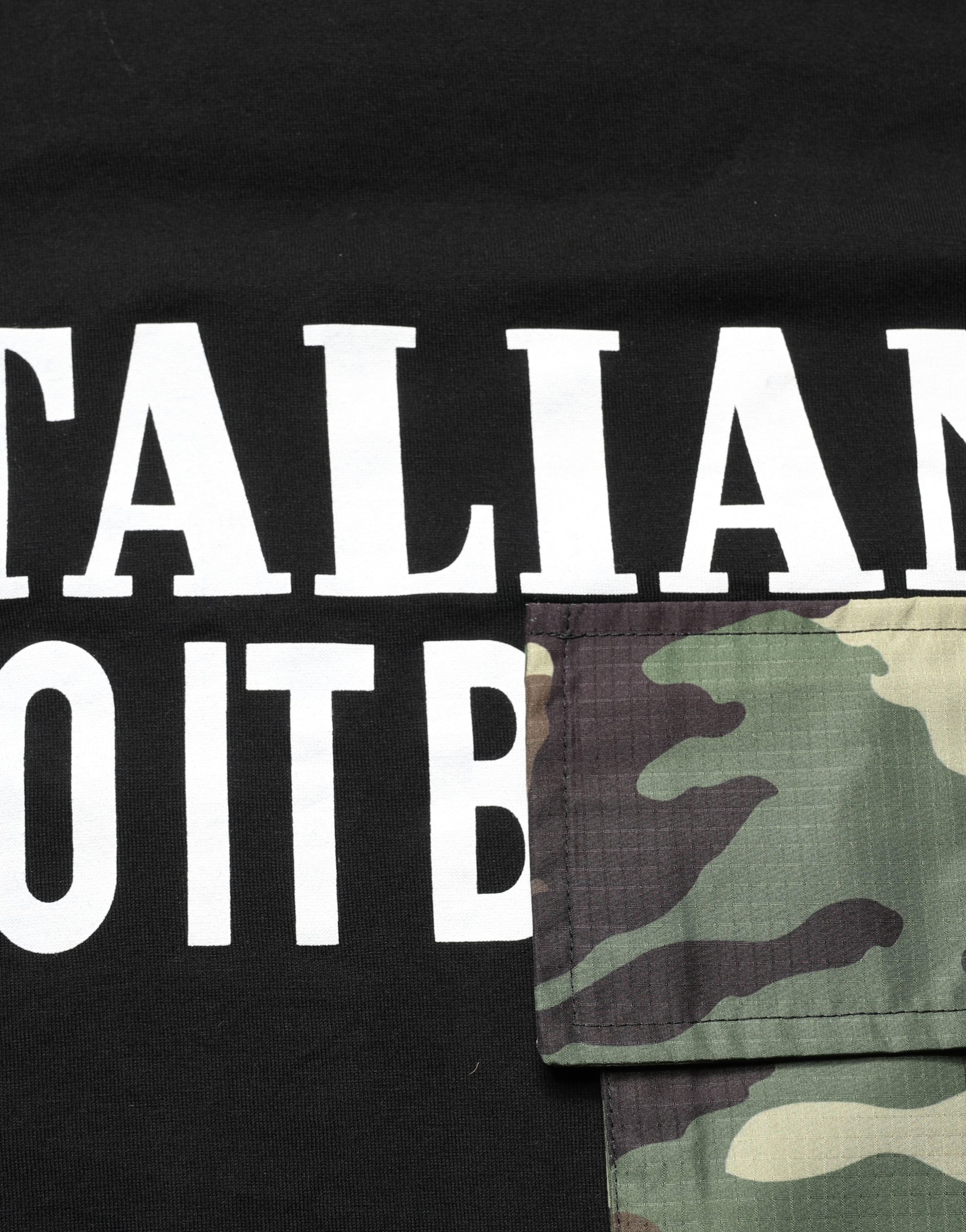 Black Camouflage Graphic Cotton Crewneck T-shirt