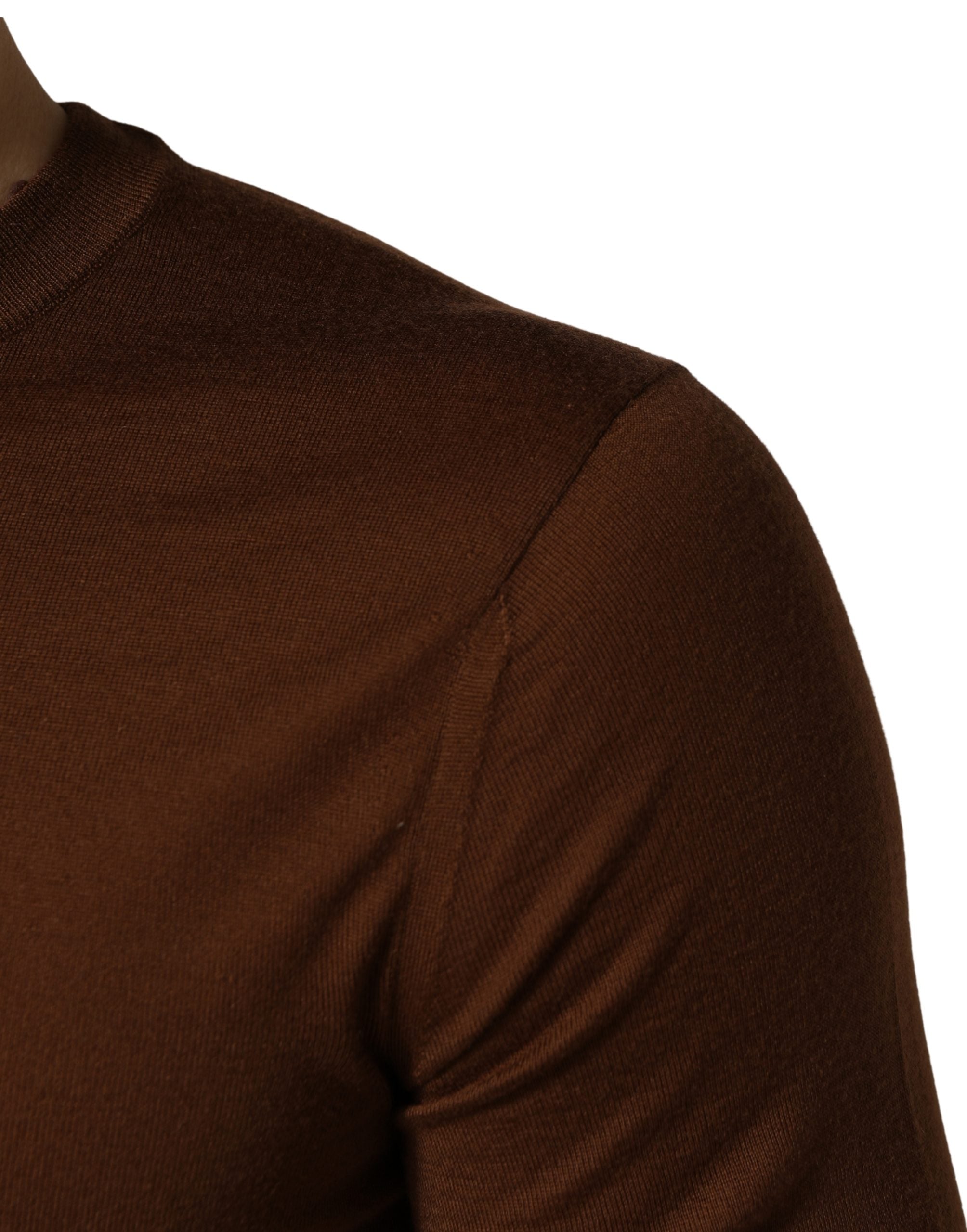 Brown Cashmere Men Crew Neck Pullover Sweater