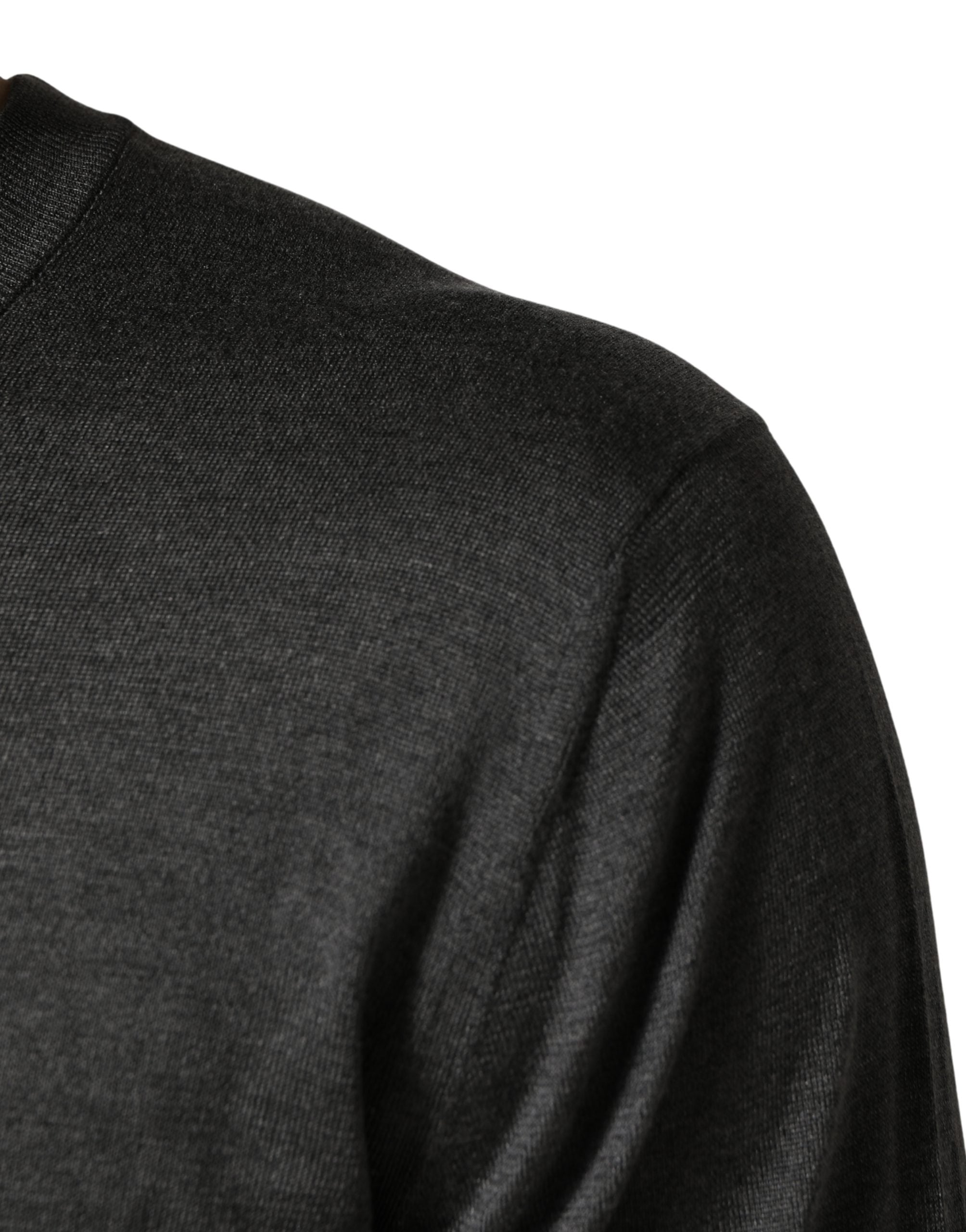 Gray Long Sleeves Crew Neck Pullover Sweater